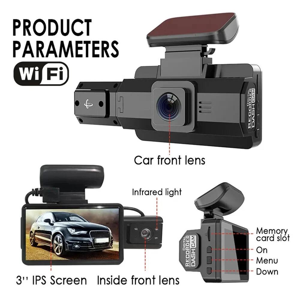 1080P Dual Camera Dash Cam For Cars WIFI APP Car DVR 3Inch Video Recorder Front inside Camera Black Box G-Sensor Car Accessory