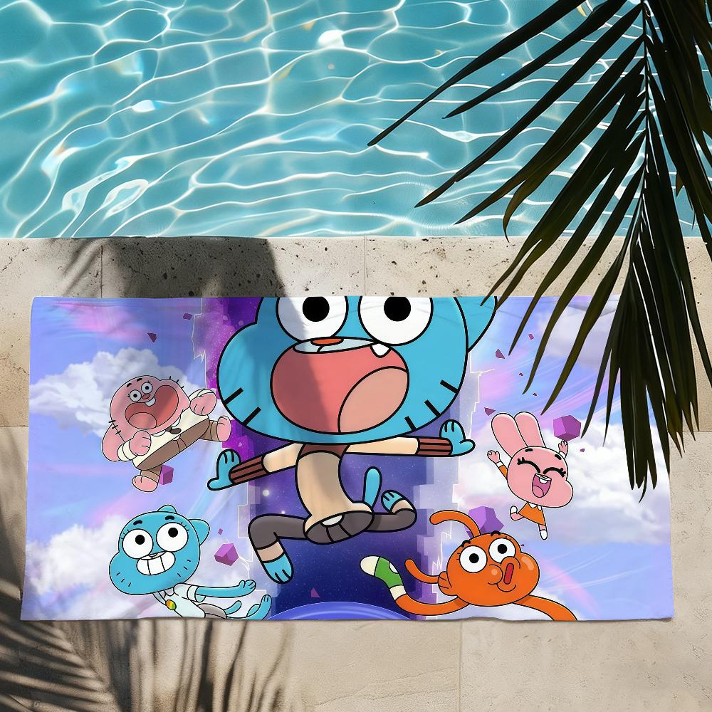 Cartoon W-World Of G-GumballS Handtuch Schnelltrocknend Strandhandtücher Sind Geeignet Für Schwimmbäder Camping Yoga Und Das Fitnessstudio