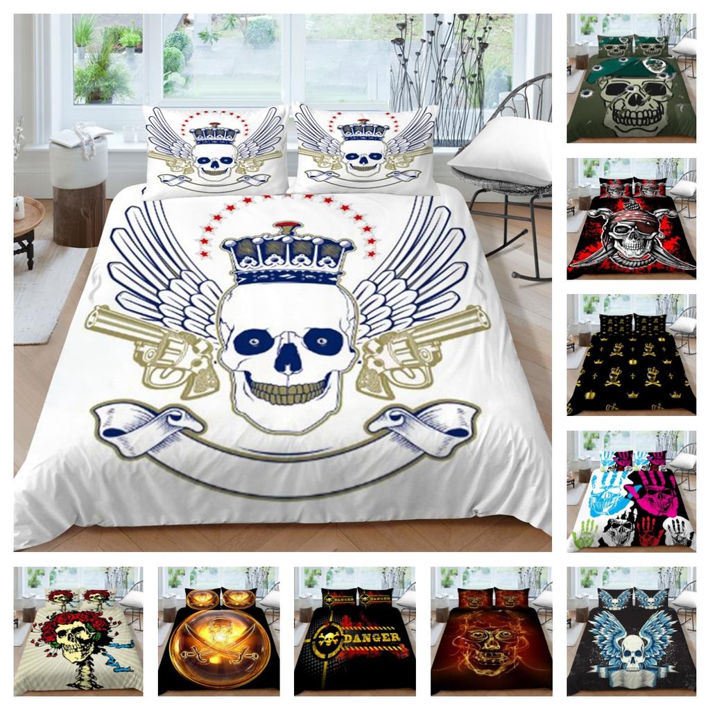 3D Duvet Cover Skeleton Home Bedding Set Microfiber Polyester Children Teen King Double Size Cool Quilt Cover