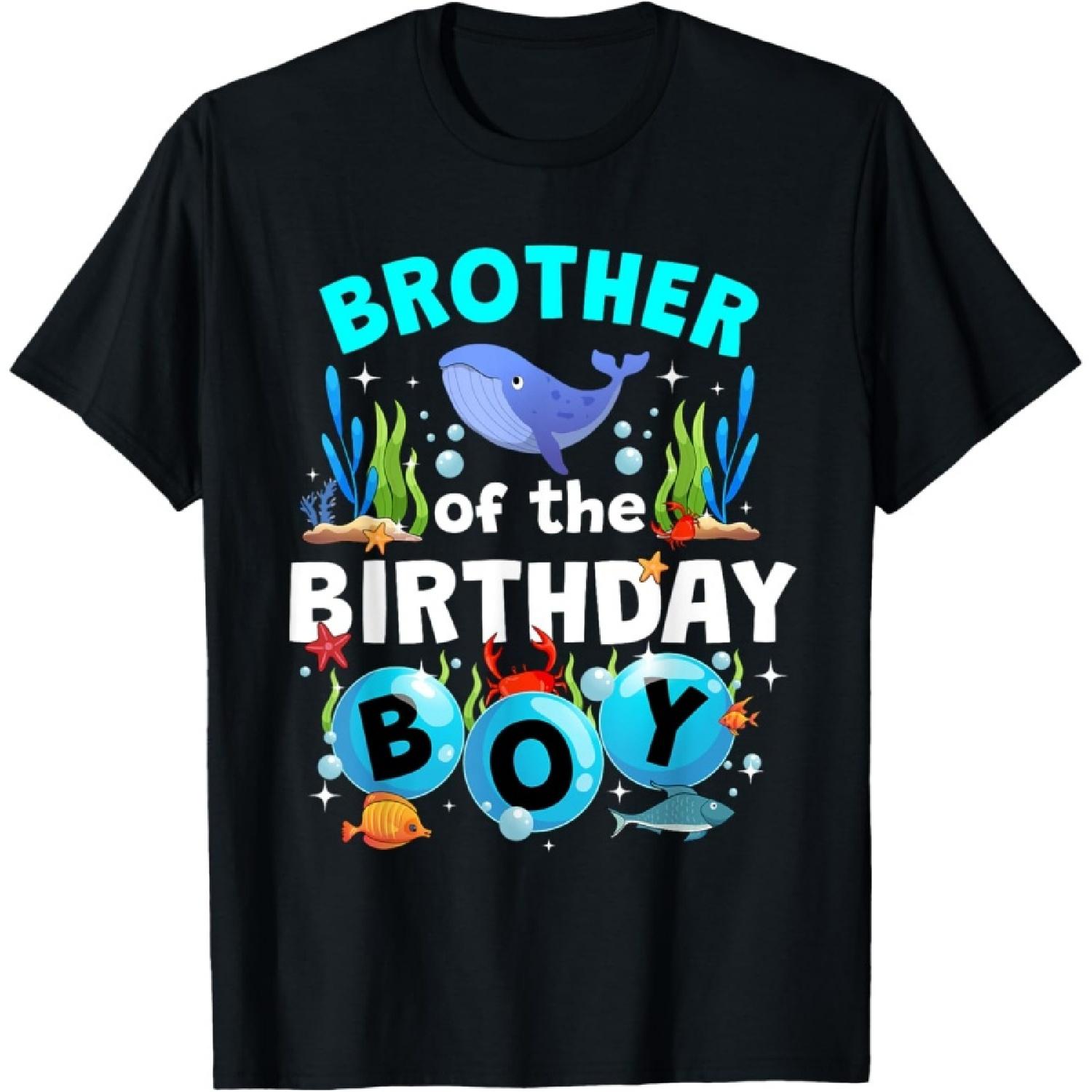 Brother Birthday Boy Under The Sea Ocean Sea Animals Themed T-Shirt S