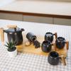 SOTECH Tea Set Gift Outdoor Stylish Portable Travel Tea Utensil Wooden Metal Box Black Porcelain Tea Cup Cute Tea Storage Tea Chinese Tea Travel