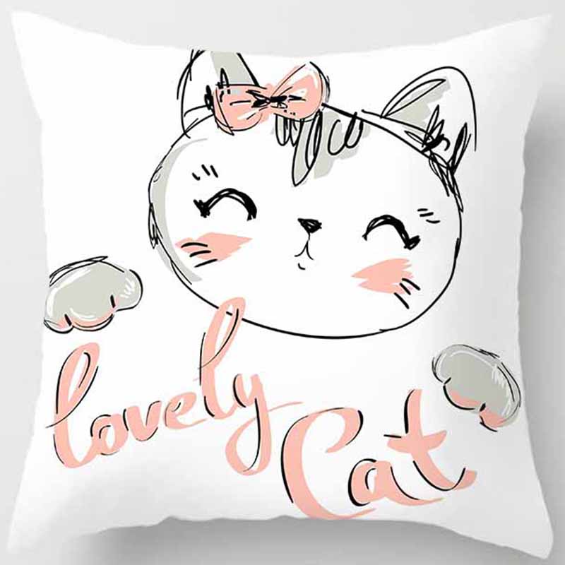 Cat Printed Pillowcase Bedroom Living Room Pillowcase Home Decoration Car Sofa Cushion Cover