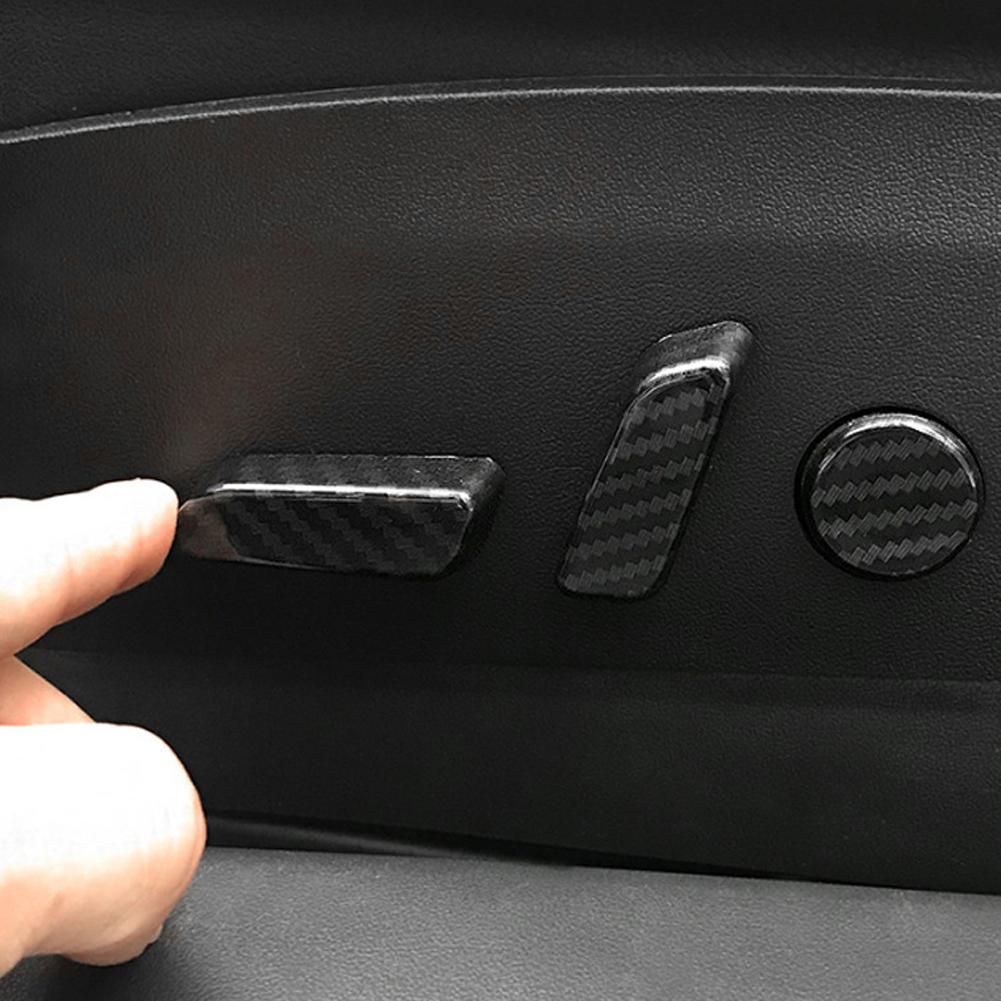 6 STÜCKE Für Tesla Model 3 Model Y Kohlefaserfarbe Sitzverstellschalter Knopf Zierabdeckung Schwarz ABS Autoinnenraumzubehör