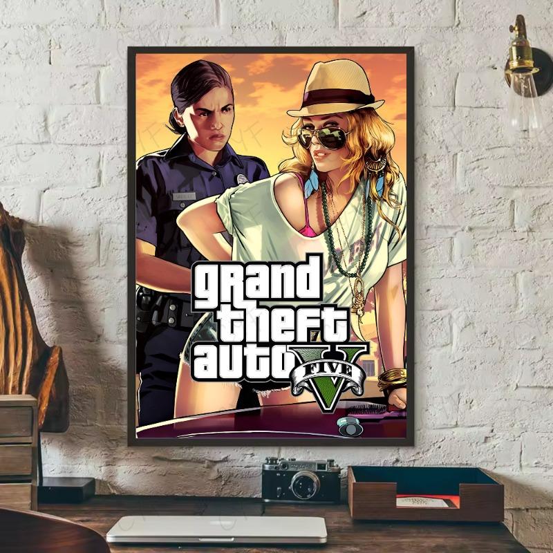 Poster modern joc video G-Grand Theft Auto GTA5 artă HD lipicios de perete impermeabil casă living dormitor bar decorațiune estetică