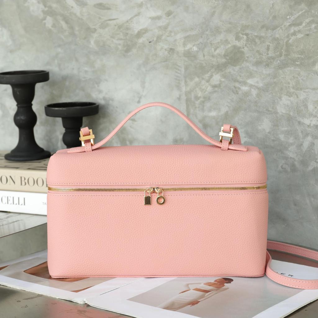 Genuine Cowhide Leather Makeup Crossbody Bag - Elegant, Versatile, Candy-Colored Women's Handheld Tote
