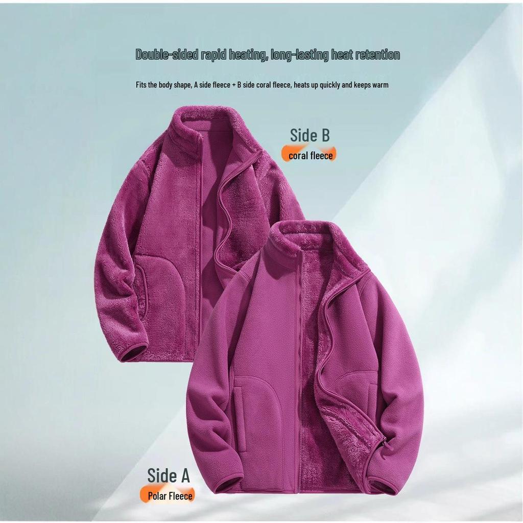 Ollie Double-Sided Polar Fleece Couple Jacket - Soft, Warm, Trendy Winter Coat