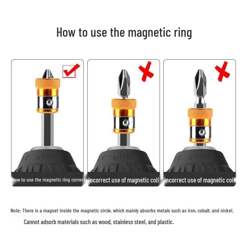 Universal Anti-Slip Magnetic Screwdriver Bit with Strong Magnetic Ring