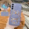 S 21 22 23 24 Luxury Plating Mirror Holder Case For Samsung Galaxy S21 S20 S23 Fe S22 Plus Ultra Silicone Stand Cover S21fe