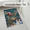 Christmas Theme Crystal Velvet Rug Personalized Custom Name Text Soft Floor Mat Home Decor
