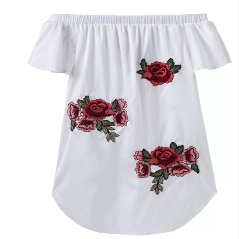 Elegant Floral Embroidered Off Shoulder Dress With Stylish One Shoulder Design
