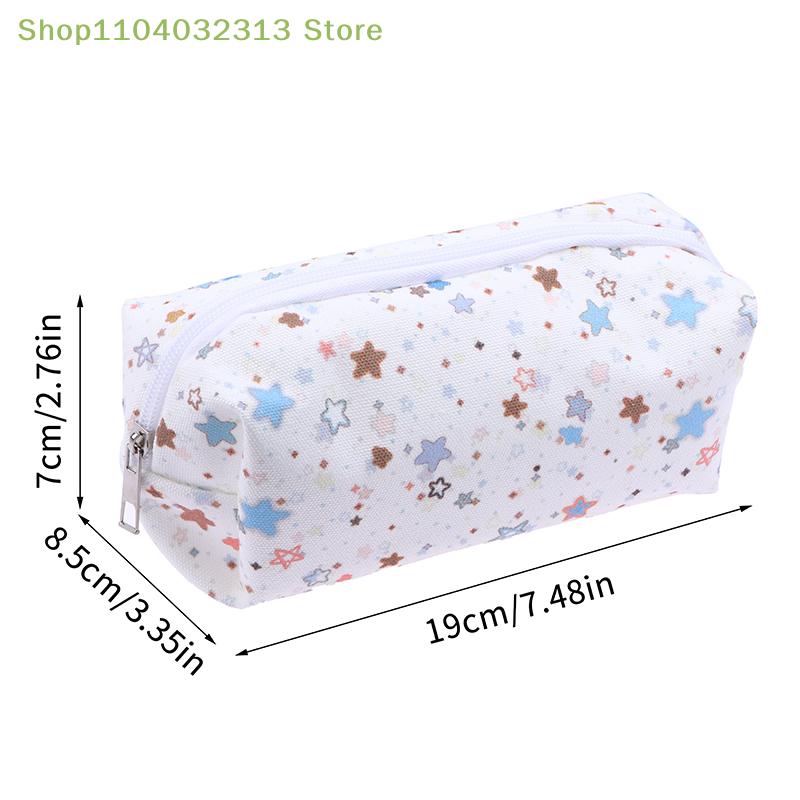 Canvas Star Multifunctional Stationery Bag - Large Capacity Pen Bag Pencil Case Portable Cosmetic Clutch Bag for Gifts