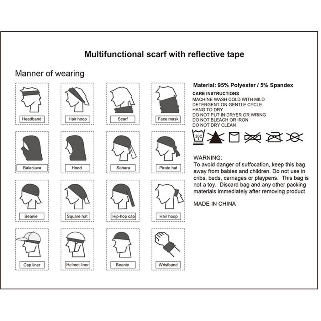 Comfortable Reflective Neck Scarf Soft Cotton Neckerchief Unisex Sport Scarf for Sun Protecting and Outdoor Event