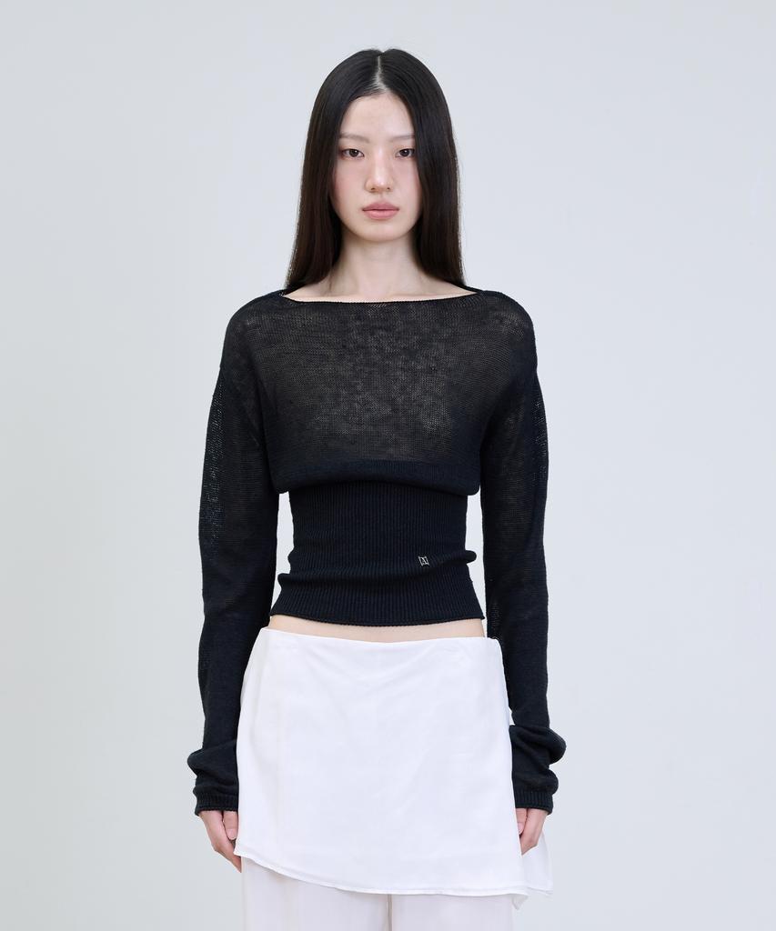 Deoaeteus Hemp Linen Boatneck Pullover_Black