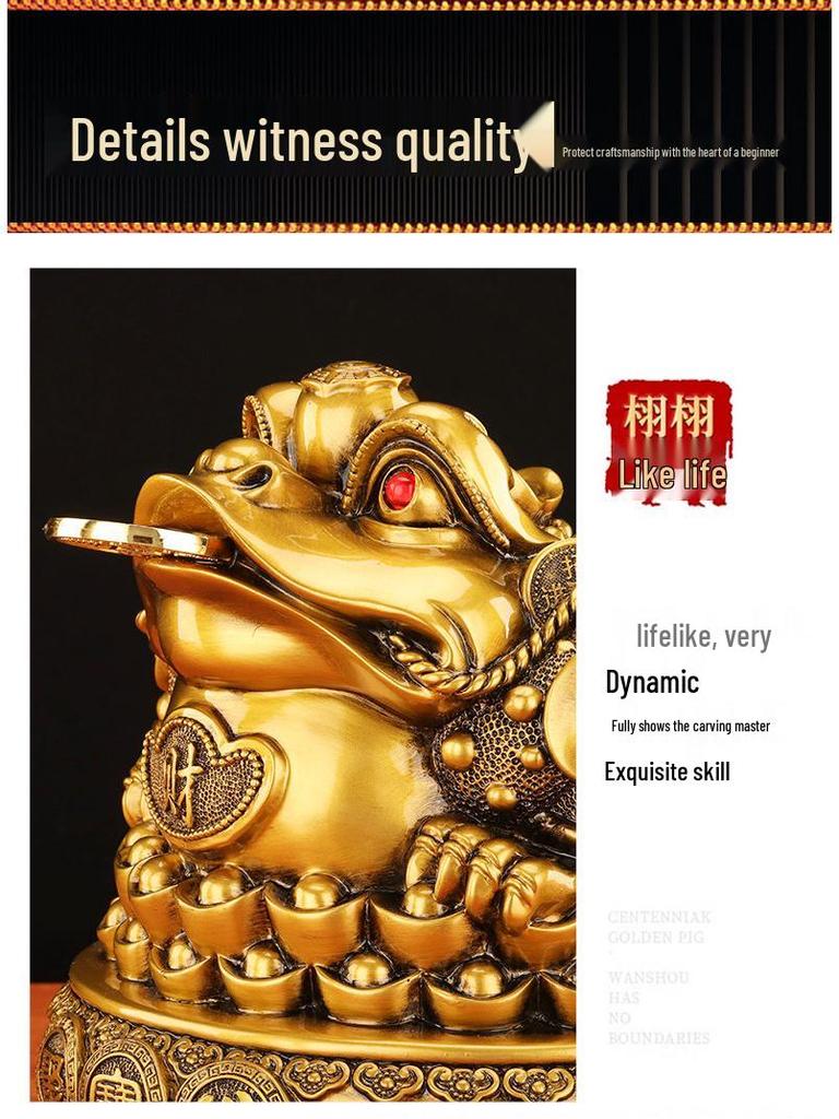 Golden Toad Treasure Bowl - Money-Attracting Decor for Home or Office
