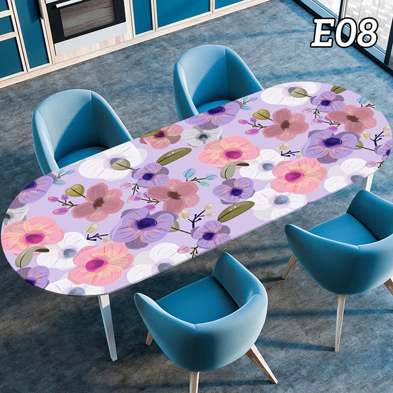Oval Tablecloth Table Cover Waterproof Oil-Proof Elastic Kitchen Dining Room Wedding Party Table Cover Outdoor Picnic Camp Decor