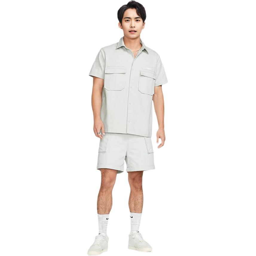 Nike Life Woven Military Short-Sleeve Button-Down Shirt 'Light Silver' DX3341-034