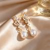 Minimalist Water Droplet Imitation Pearl Earrings with Zircon for Ladies Exquisite Bridal Bridesmaid Wedding Jewelry