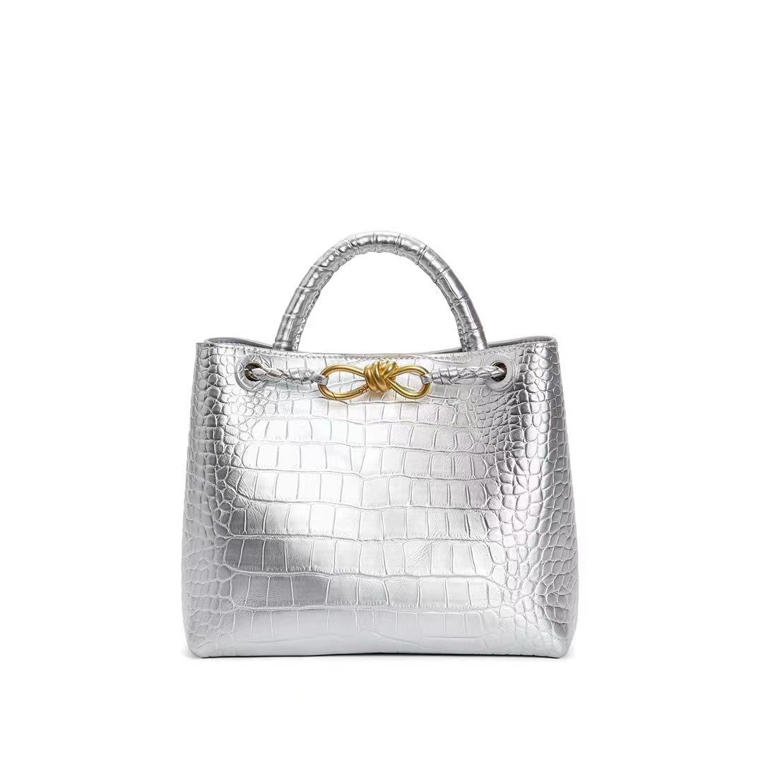 

Сумка через плечо из коровьей кожи премиум-класса - 2024 Большая сумка с крокодиловым узором, универсальная женская сумка-тоут 25x10.5x22 cm