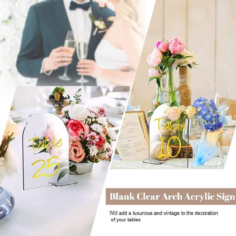 5pcs Arch Table Sign Acrylic for Seat Card Wedding Banquet Transparent Place Car