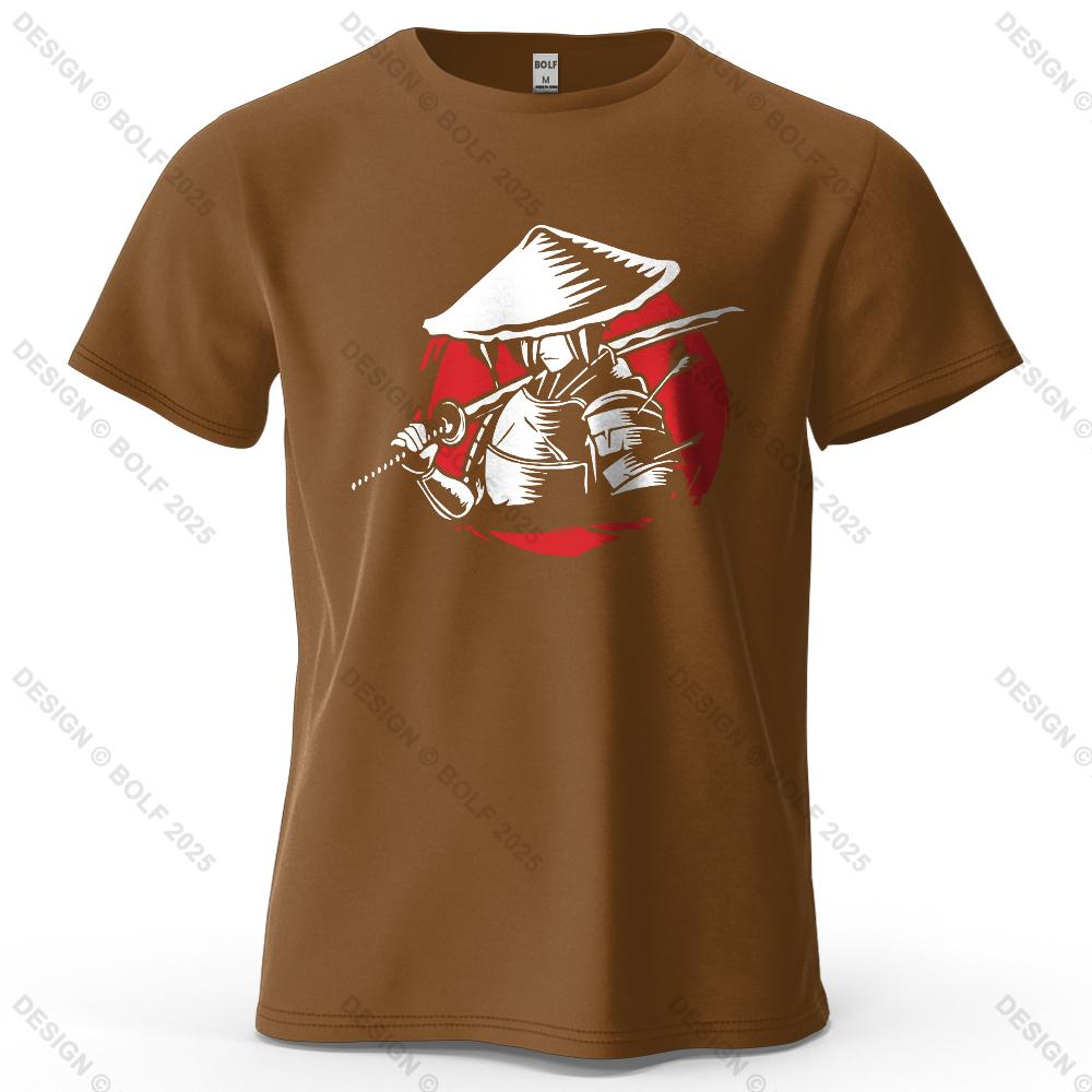 Samurai Cool Printed Men's T-Shirt 100% Cotton Oversized Traditional Graphic Tees for Women Tops Tees Casual Streetwear