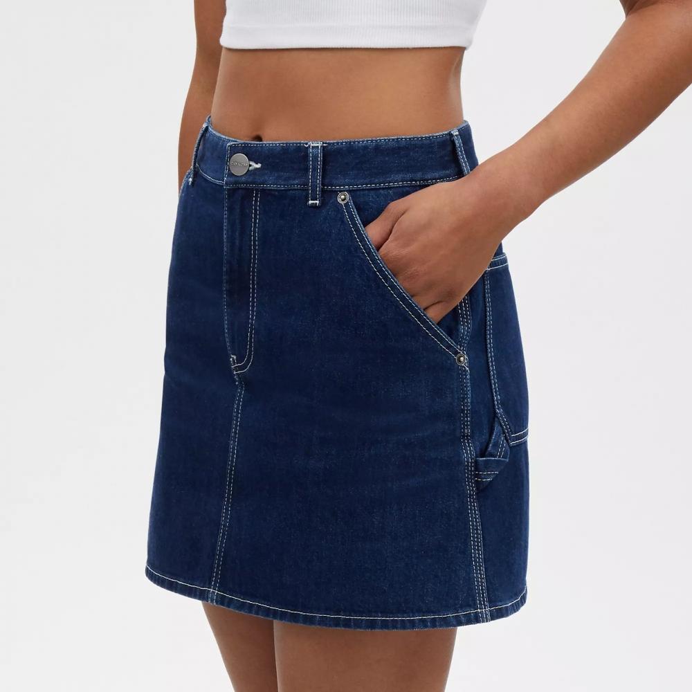 Coach Denim Utility Skirt Dark Denim