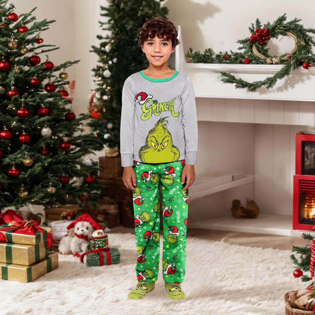 Parent-child Christmas Print Home Suit Long-sleeved Top And Pants
