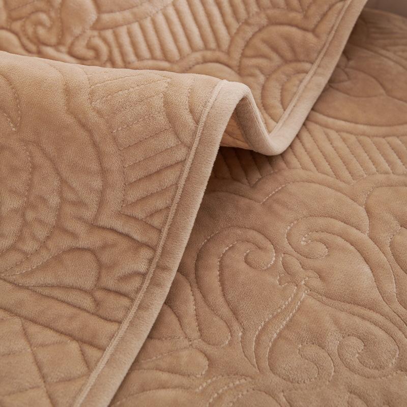 Light Luxury Autumn And Winter Plush Non-Slip Sofa Cushion Simple Embroidered Leather Sofa Towel Cover Warm Seat Cushion Cover Cloth Cream Wind