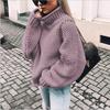2026 New Arrival Autumn/Winter Rolled Hem High Neck Knitwear: Artistic Plus Size Loose Thick Yarn Dropped Shoulder Sweater
