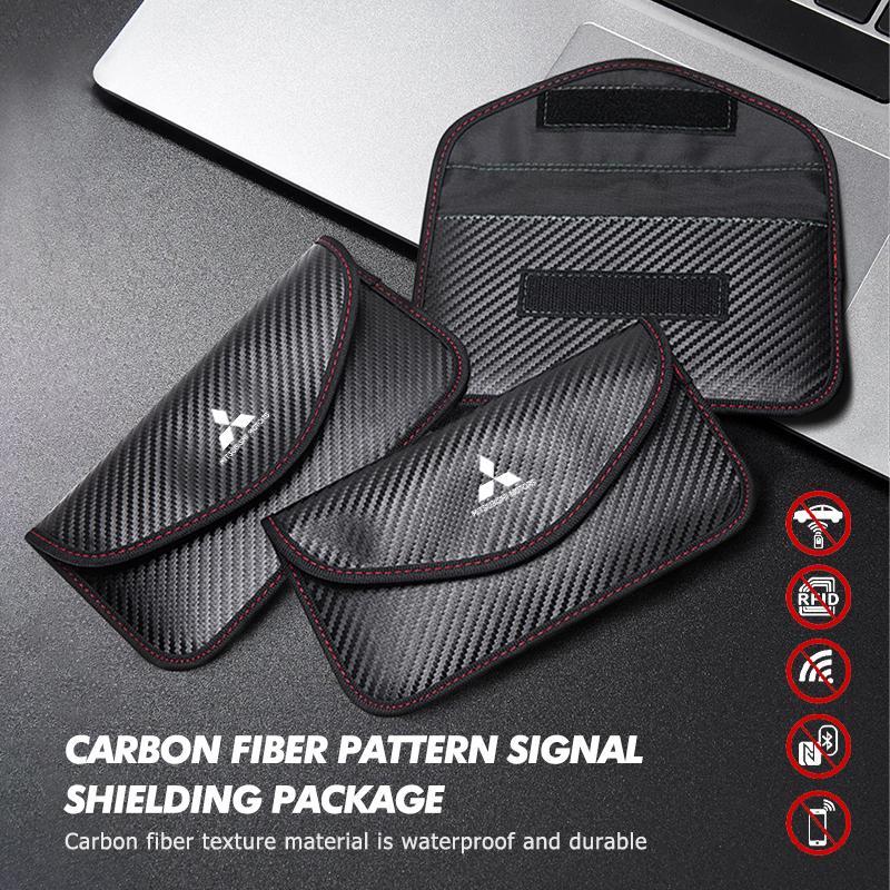 xkhr10 For Mitsubishi Car Styling Key Case Signal Blocker Bag RFID Shielding Pocket Accessories Lancer ASX Pajero Mirage Attrage