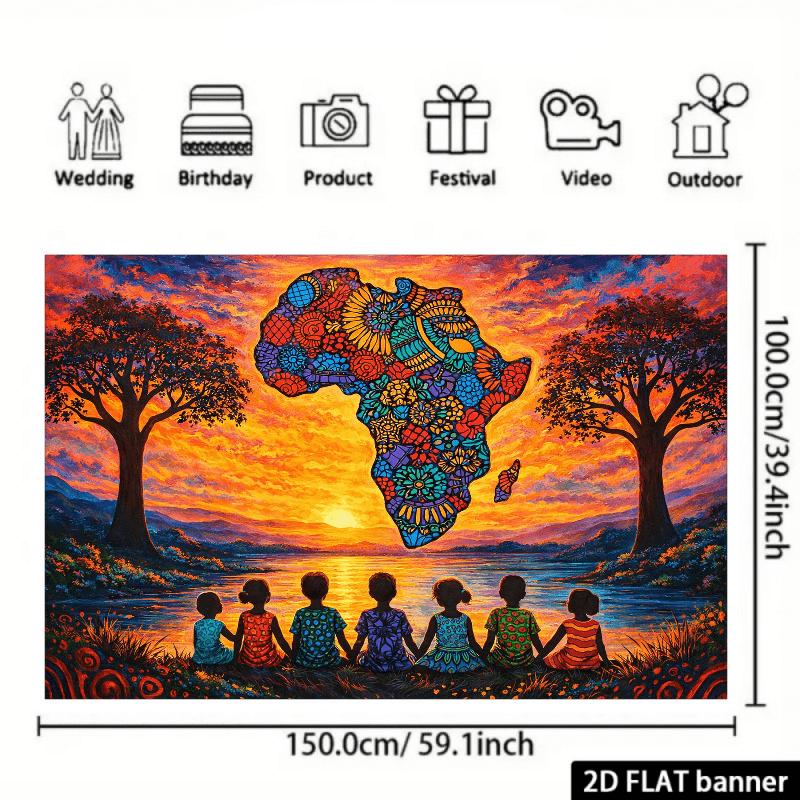 2D plane, 1 piece of African culture-themed art background fabric,suitable for indoor/outdoor activities