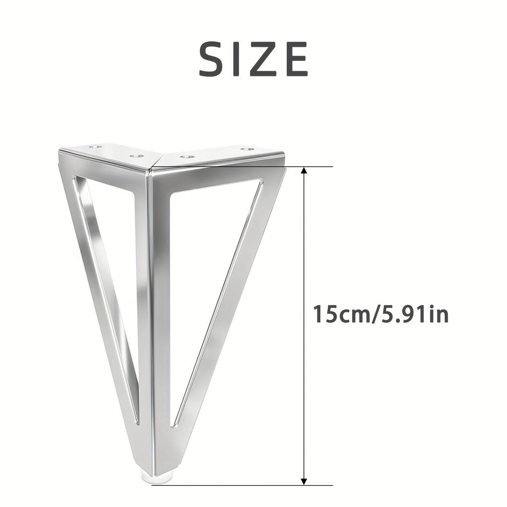 Pieds de Meuble en Métal Argenté, Pieds en Fer Épais de 15 cm pour Canapé, Meuble TV, Meuble de Salle de Bain et Table Basse - Finition Polie