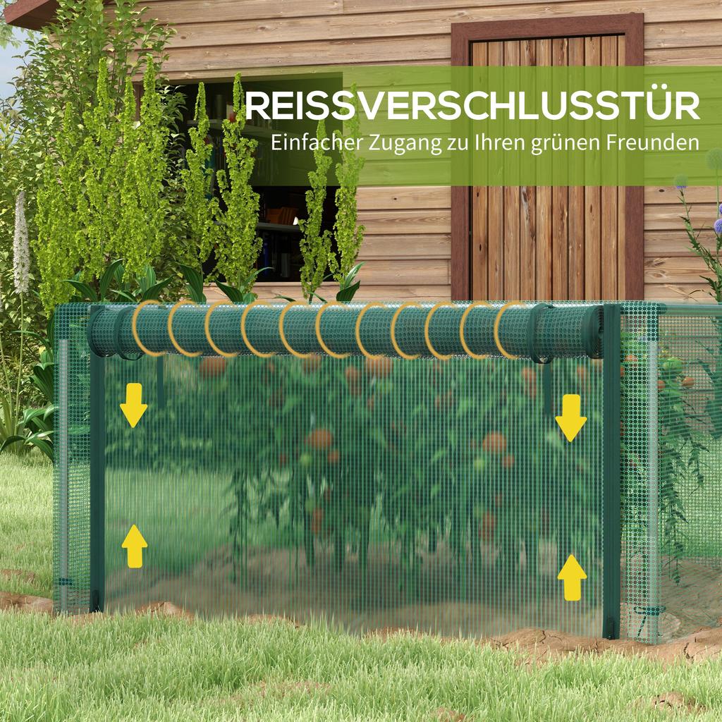 Plant Protection Net, Vegetable Protection, Zipper Door, Steel Frame, 125x125x62.5 cm, Green/Silver