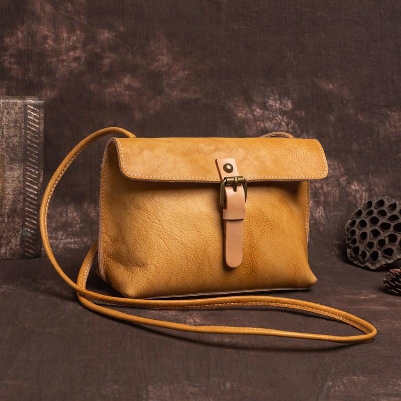 Johnature Vintage Genuine Leather Women's Small Bag Leisure Natural Soft Cowhide Solid Color Shoulder & Crossbody Bags