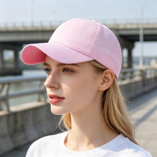 Women Baseball Cap, Adjustable Elastic Straps Quick-Drying Sun Hat, Criss-Cross Ponytail Design Baseball Hat for Running Yoga Hiking