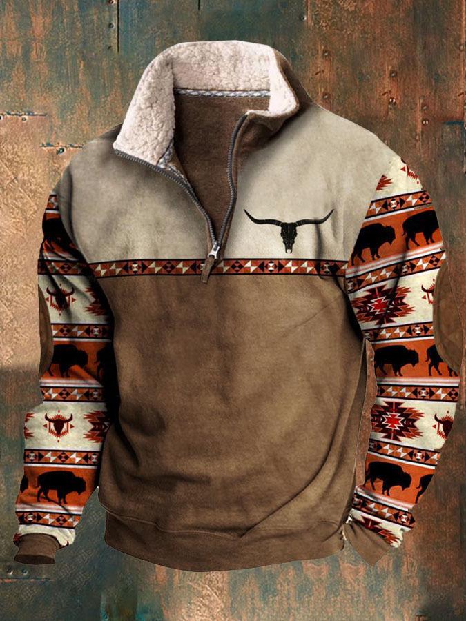 Men's 3D Print Half-Zip Long Sleeve Hoodie Jacket