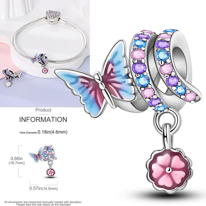 Copper Dragonfly Butterfly Pendant Charms Bead Fit Original Bracelet Bangle Women Jewelry Girl Making Beads