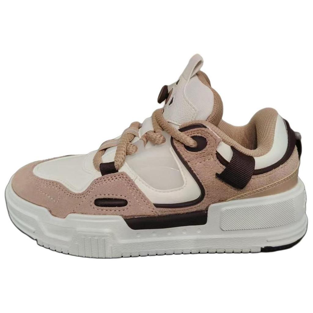 Anta Casual Trendy Versatile Non-Slip Wear-Resistant Low-Top Skate Shoes Women sneaker White Brown 122518021R-4