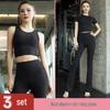 Women's Quick-Dry Yoga Set: Short Sleeve Top, Hip-Covering Skirt & Slimming Flare Pants - Spring/Summer