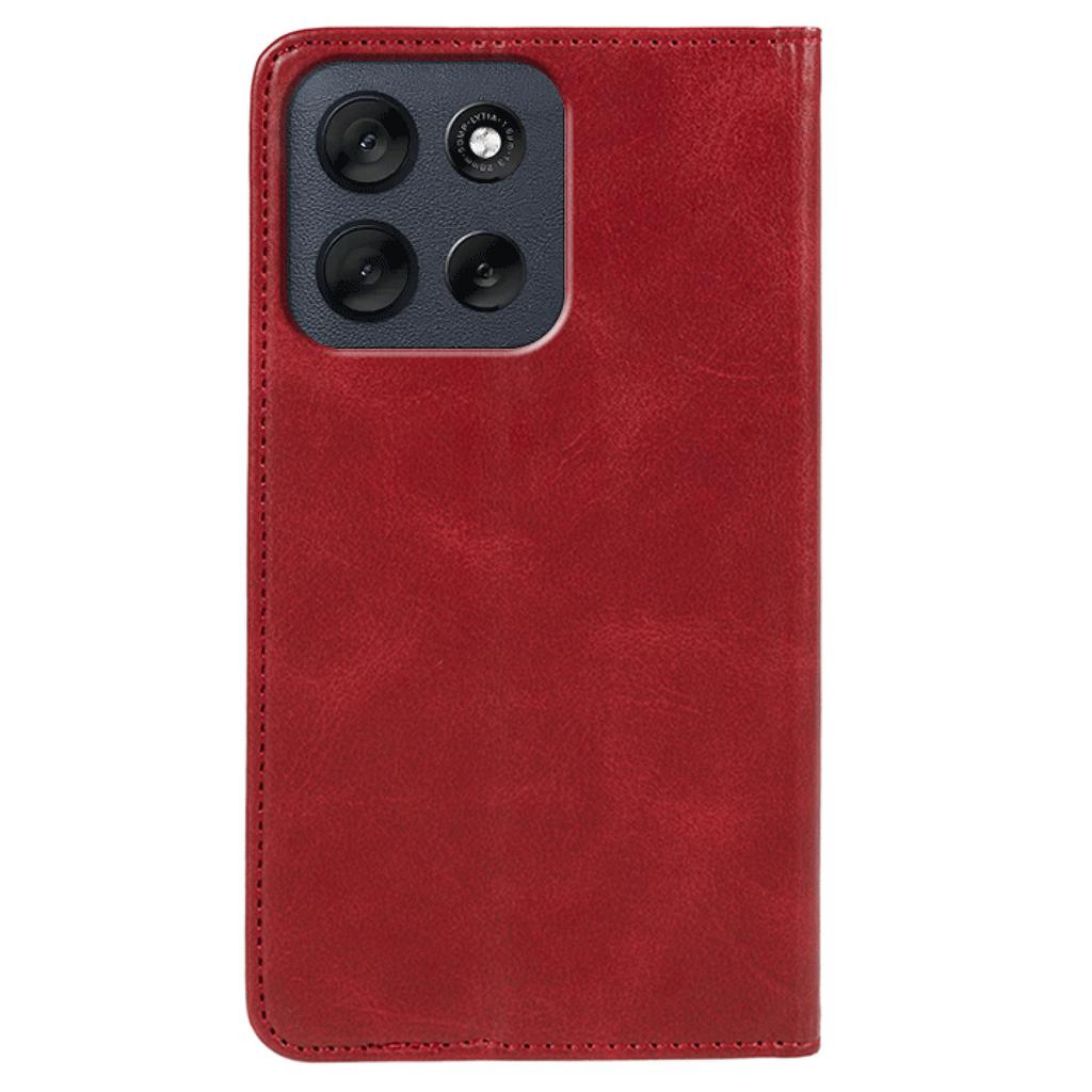 Für Motorola Moto G56 5G Hülle Stark Magnetisch PU Leder Handyhülle Kalbsledertextur