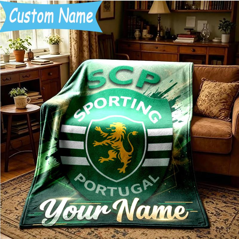 Custom Name Clube de Portugal Blanket Flannel Blanket for Camping, Hiking, Garden Parties, Picnic Essentials,gift for family and friend