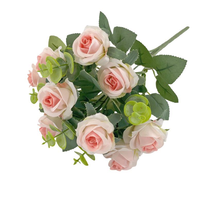 Realistic Eucalyptus and Small Rose Artificial Flowers for Living Room Decoration