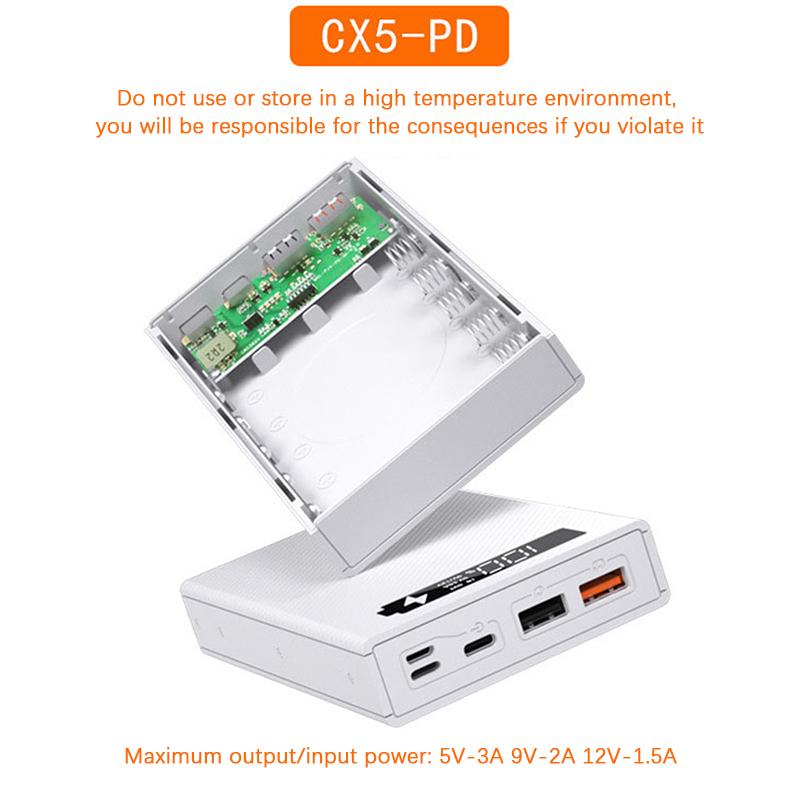 Diy Detachable Mobile Power Shell 5*18650 Power Bank Case Wireless Charger Shell