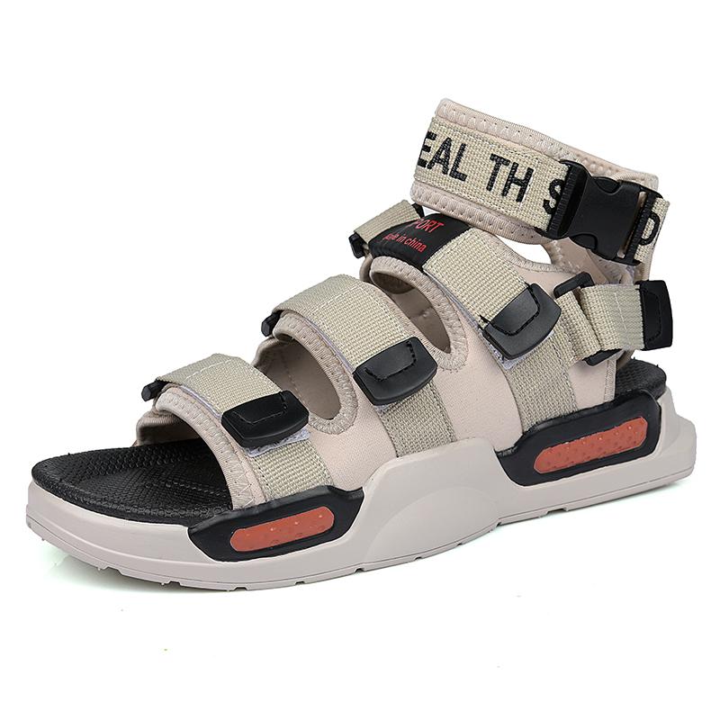 

Quality Summer Men s Sandals Gladiator Rome Men Flats High Top Couple Beach Sandals Casual Men Shoes Thicken Open Toe Flip Flops 38 бежевый