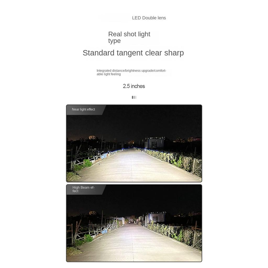 LED Car Light Headlight 2.5 Inch Double Light Lens Double Light Cup 65W Small Sunlight Type Car and Motorcycle Universal 12V