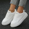 Fashion Women Sneakers Spring Autumn Plus Size White Sneaker Women Leather Platform Vulcanizd Shoes Woman Comfort Lace Up Flat Sneakers
