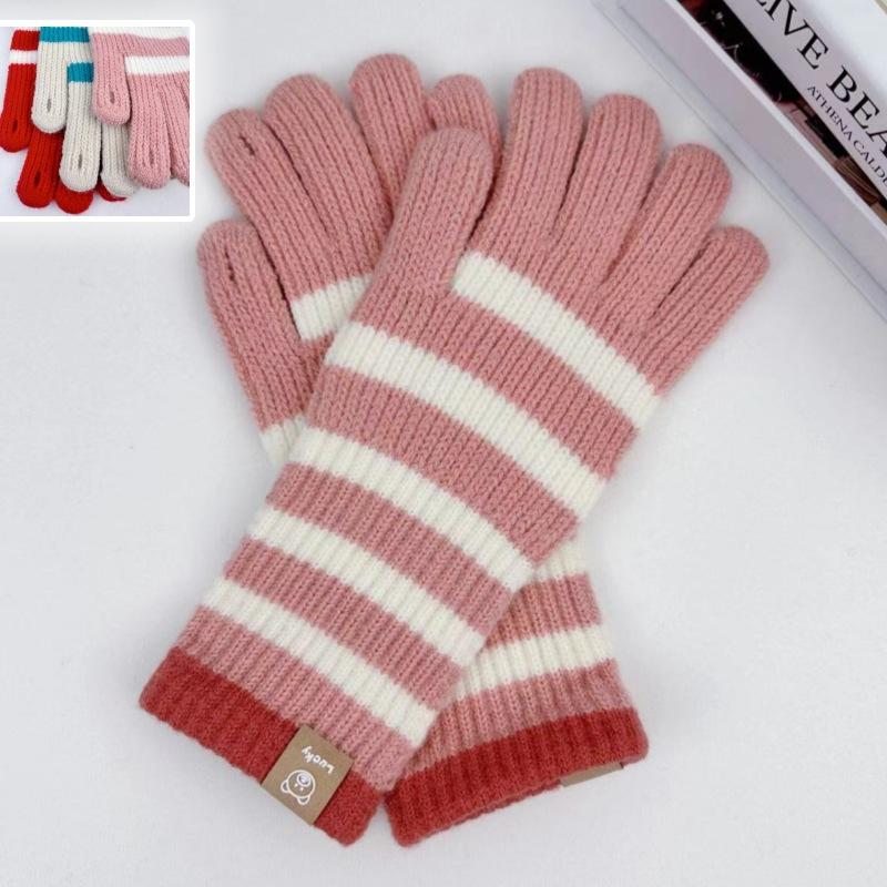 Gants Tricotés pour Femmes Hiver Femmes Pile Long Rayé Écran Tactile Extérieur Gants de Cyclisme