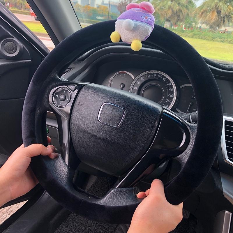 Steering Plush Car Wheel Cover Cartoon Print Four Seasons Installation Easy