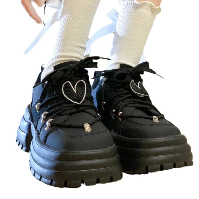 Muffin versatile little white shoes women's spring and autumn niche thick baseplate shoes new heightening sports shoes thick sole heightening