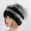 Hot Sale Women Winter Real Rex Rabbit Fur Hat Scarf Sets Natural Warm Genuine Silver Fox Fur Rex Rabbit Fur Cap Scarves 2 Pieces