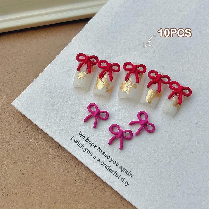 

10 шт. Сплав Бант Шарм для ногтей Детали 3D Украшения для ногтей Аксессуары Материалы для DIY Маленький Дизайн Маникюра с галстуком-бабочкой розы красного